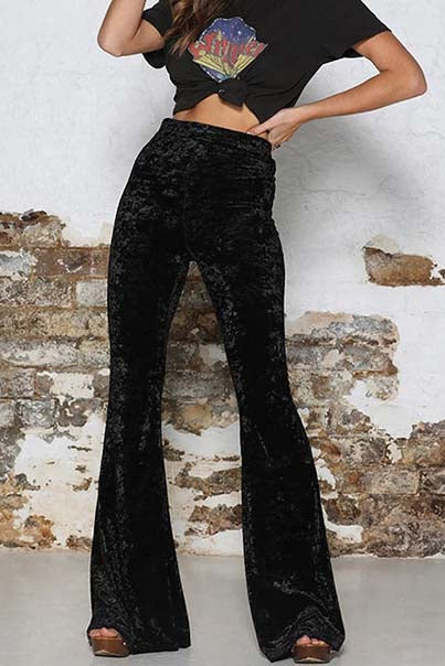 High Waist Velvet Casual Wide Leg Pants