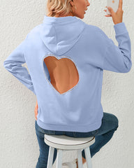 Back Heart Shape Cutout Hoodie