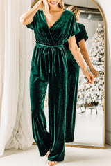 Holiday Vixen Emerald Green Velvet Jumpsuit