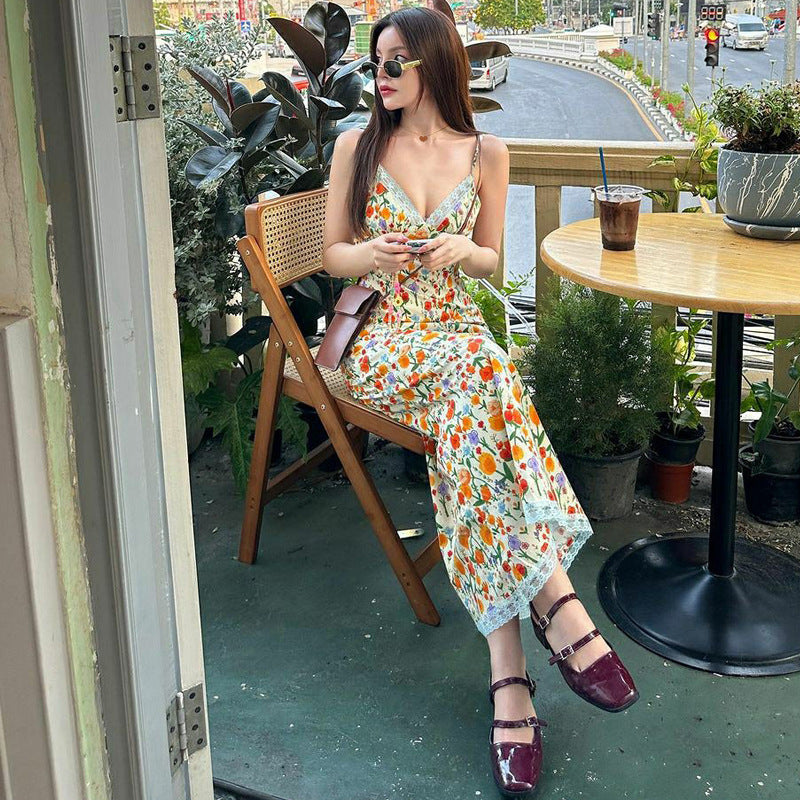 May V-Neck Floral Maxi Slip Dress