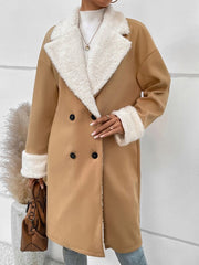 Lapel fleece lining woolen trench coat