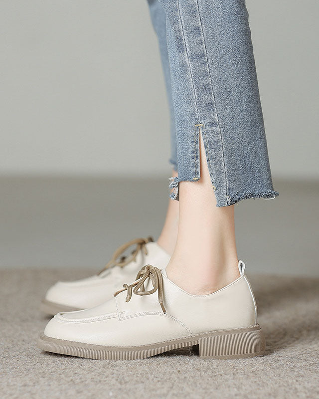 Lace-up vintage style round toe Mary Jane shoes