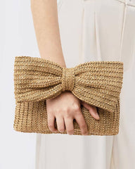 Bow Knot Woven Clutch