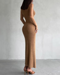 Knitted High Neck Sleeveless Bodycon Maxi Dress