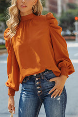 Be A Stand Out Brown Puff Sleeve Blouse