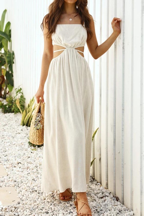 Lace-up Waistless Halter Dress