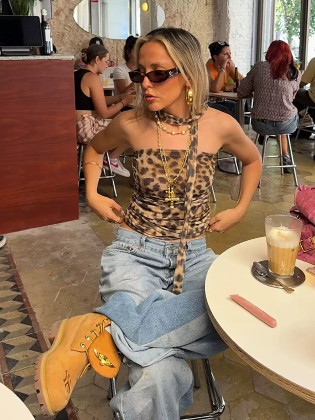 Allyson Strapless Leopard Top