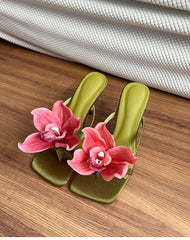 Alisia Leather Floral Sandals