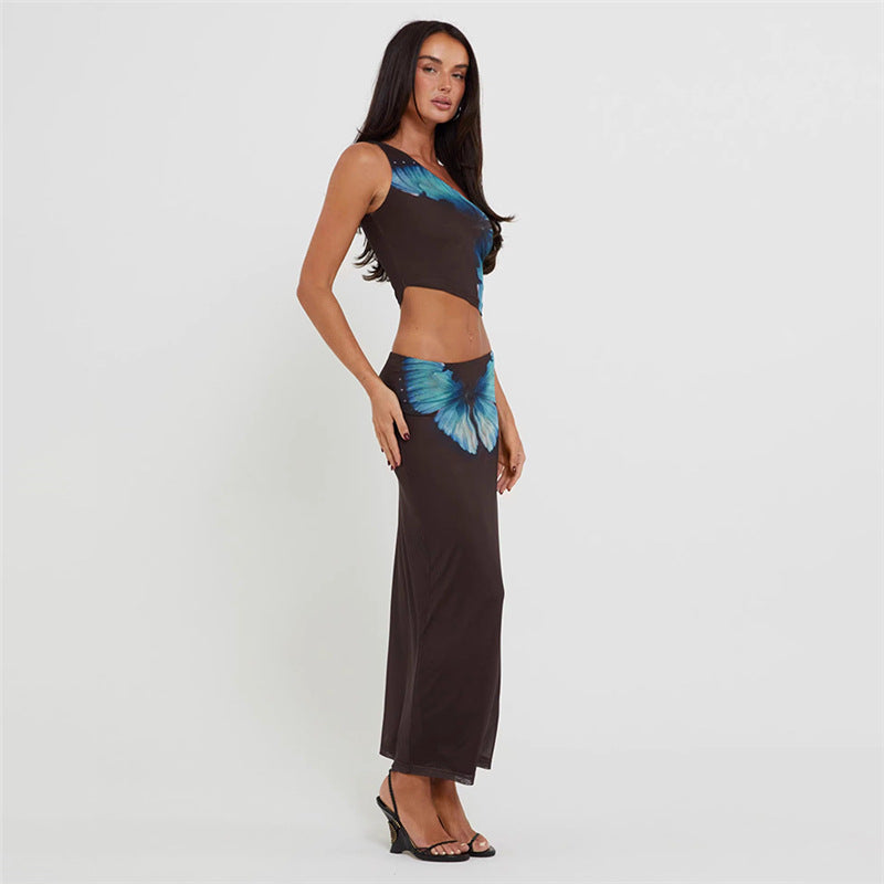 Ora Butterfly Print Maxi Skirt Set