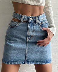 Hollow waist High waist Denim Skirt