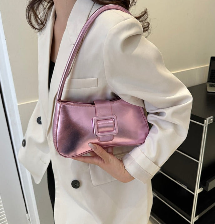 Cambrie Glossy Faux Leather Shoulder Bag