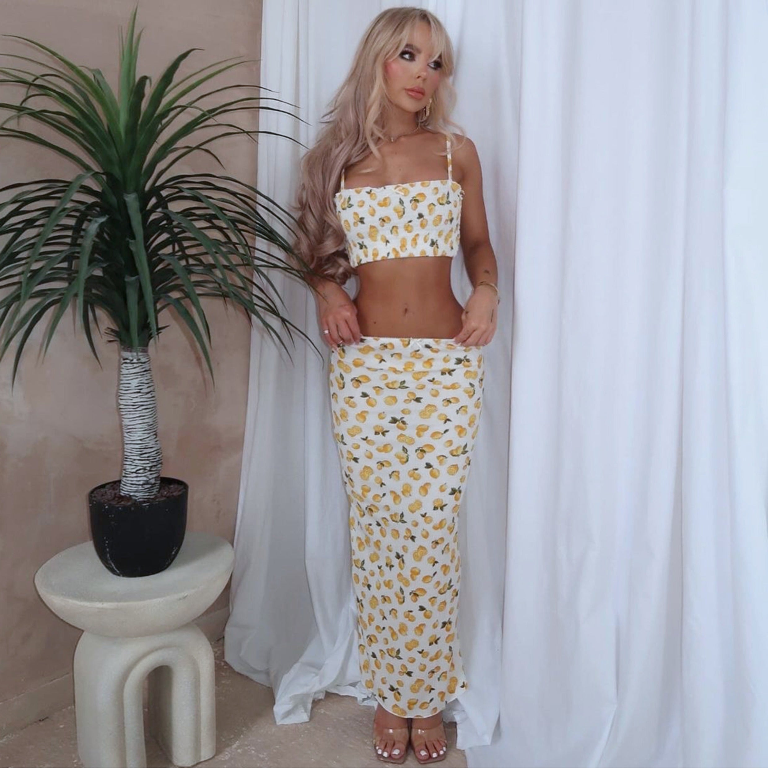 Althea Lemon Print Skirt Set