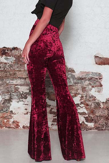 High Waist Velvet Casual Wide Leg Pants