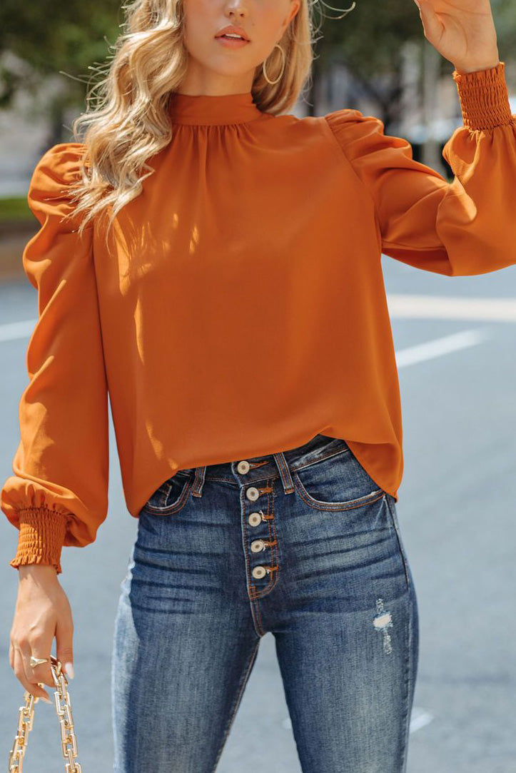 Be A Stand Out Brown Puff Sleeve Blouse