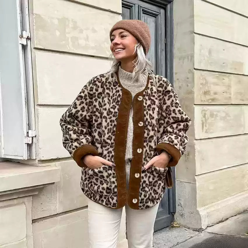 Abigail Leopard Bouclé Jacket