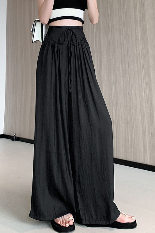 High-Waist Pleated Fluid Wide Leg Pants