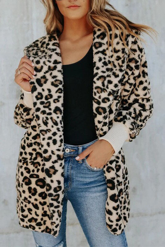 Bold Choices Brown Leopard Teddy Coat