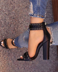 Braided Straps on the upper Chunky high heels Sandals