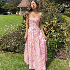 Zarya Floral Corset Midi Dress