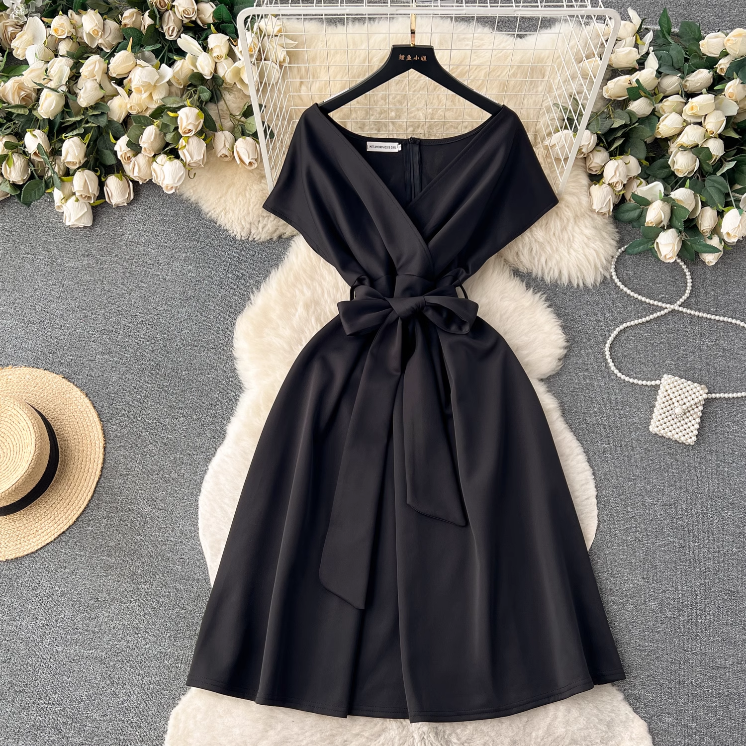 Summer bow tie waist chic dress