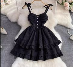 A-line Black Mini Dress ,