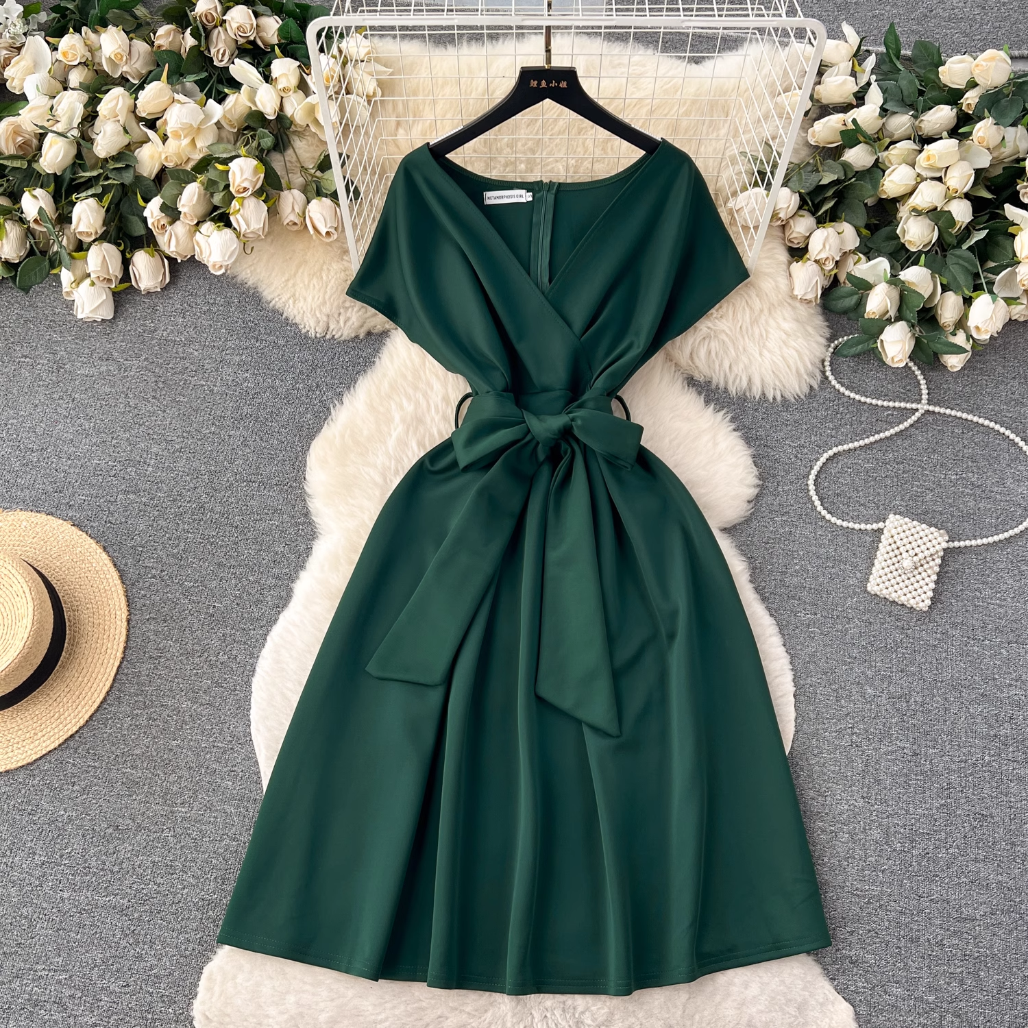 Summer bow tie waist chic dress