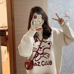 Women's sweater autumn and winter new jacquard cat design