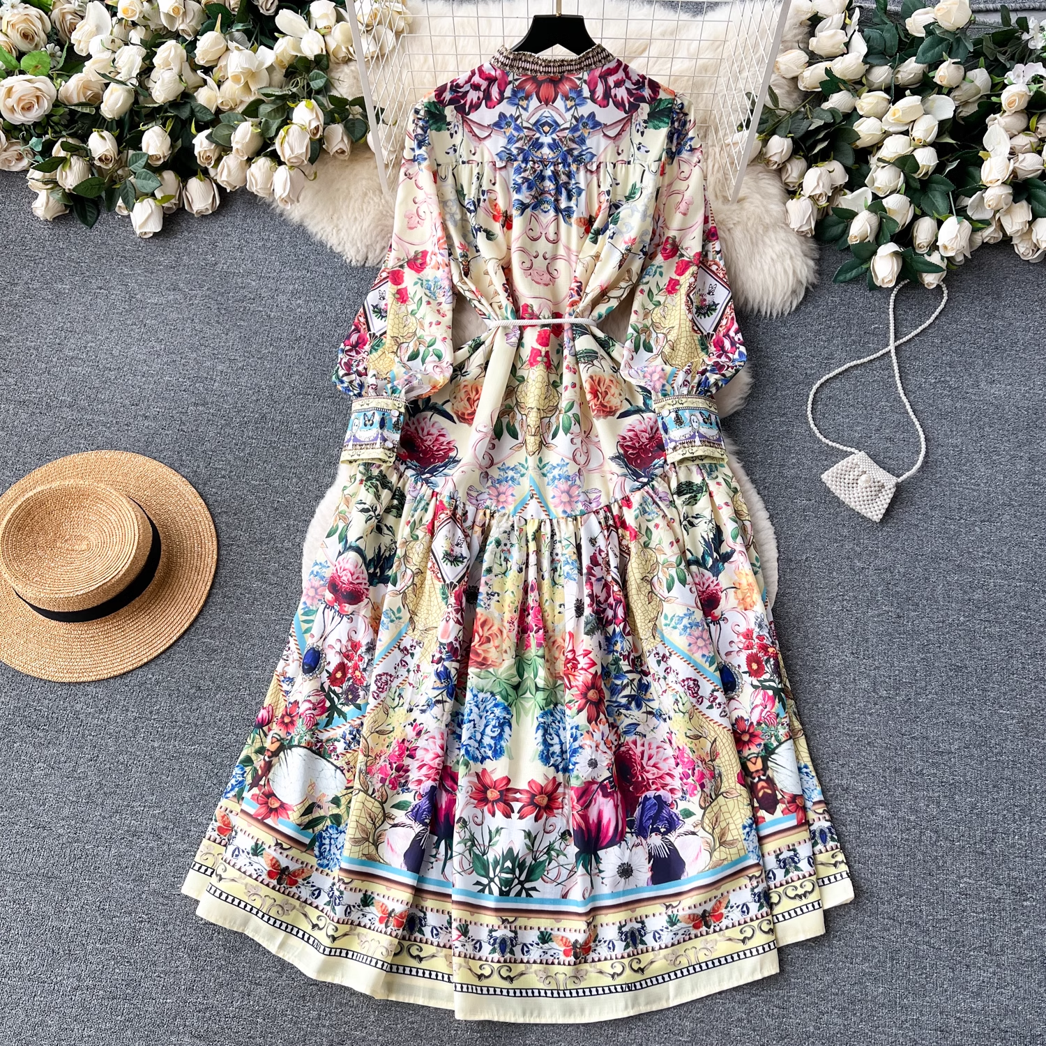 Women's autumn palace-style high-end printed dress