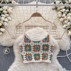 Knitted camisole women's summer hollow pattern design top