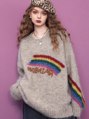 Sweater with rainbow letter embroidery design