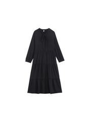 Women's autumn long chiffon long sleeve black dress