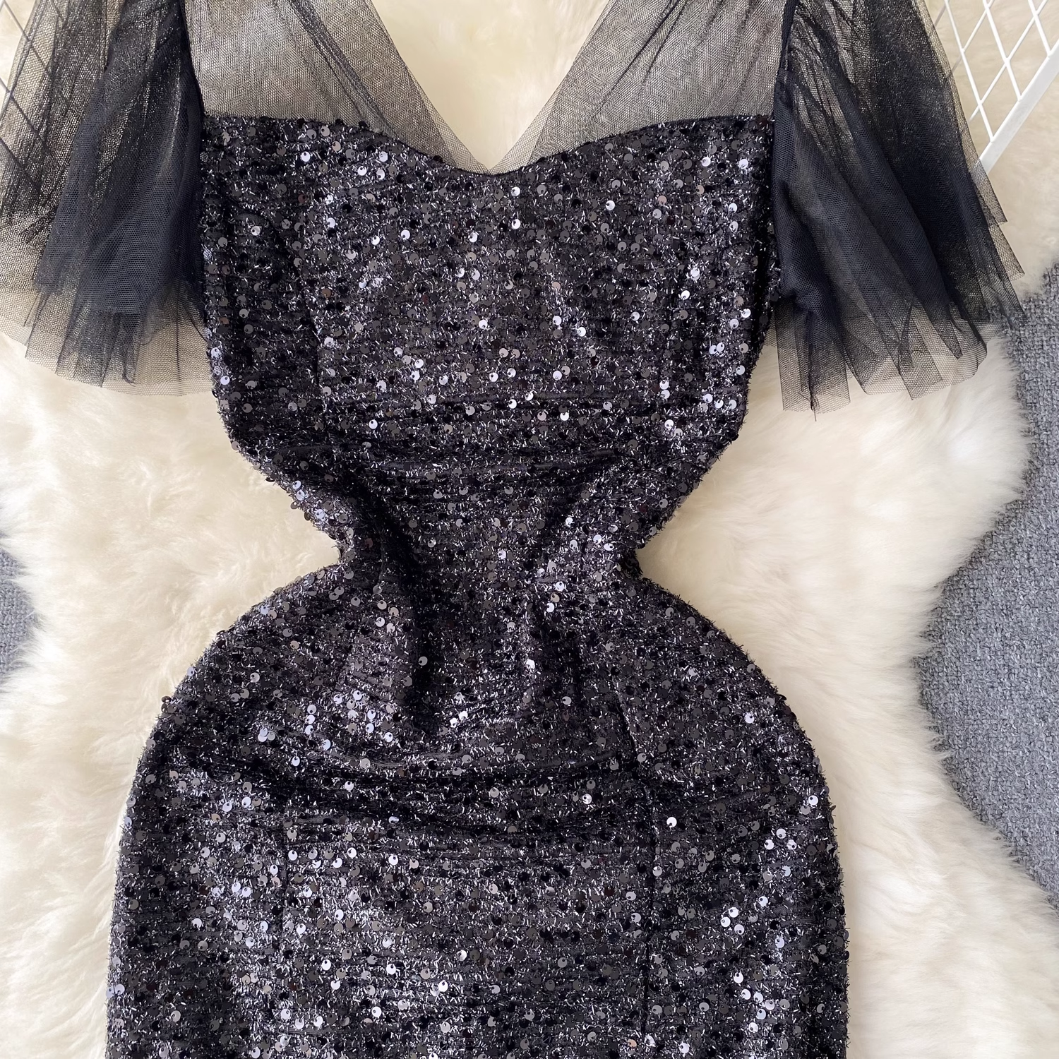 Sexy Black Sequins Dress ,