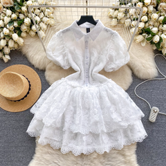 Embroidered princess dress with sweet ruffles and temperament dress for women