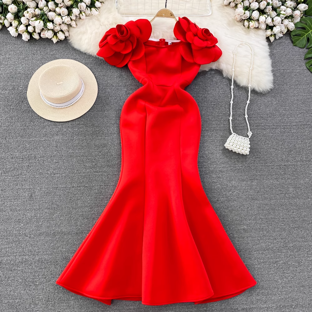 Red Mermaid Fashion Dress ,