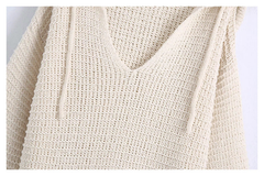 vintage fashion long sleeve hooded loose knit,