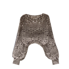 women's retro style hollow knitted shirt