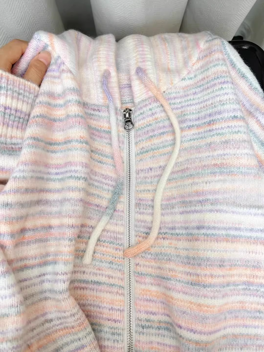 Rainbow Stripe Knit Cardigan Sweater