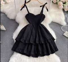 A-line Black Mini Dress ,