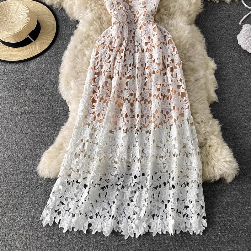 women's hollow lace dress,