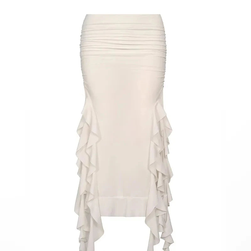 Rose Ruffle Midi Skirt