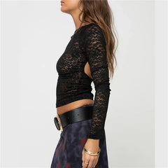 Liza Backless Long Sleeve Lace Top