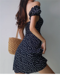 Retro Sexy Navy Blue Floral A-line Dress