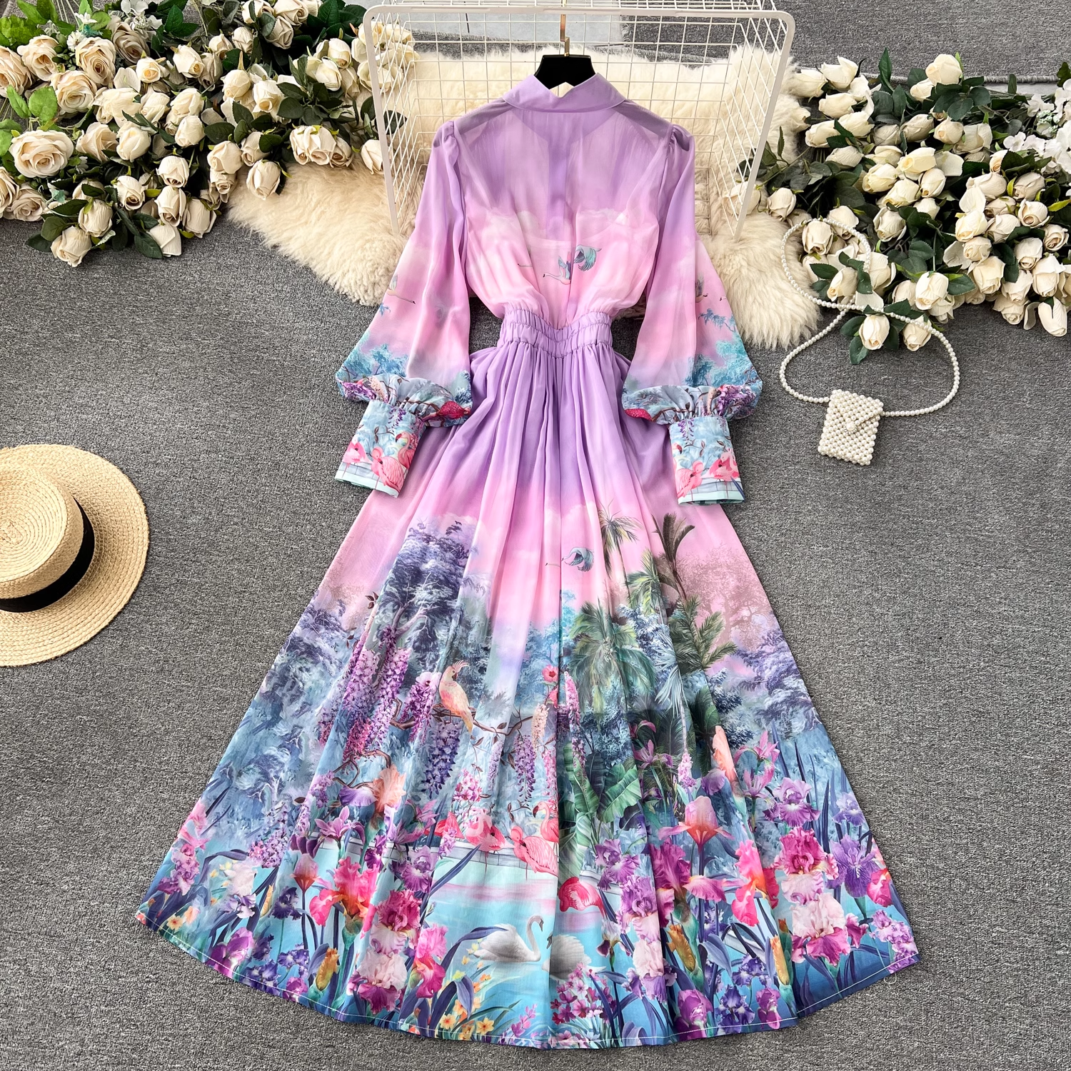 Long chiffon resort dress