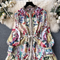 Women's autumn palace-style high-end printed dress