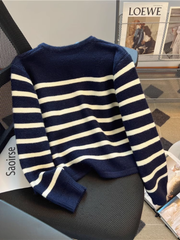 women's striped knitted cardigan