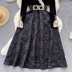 women's autumn retro velvet dress