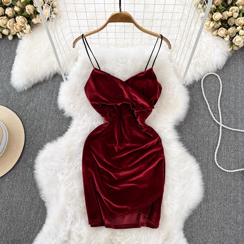 Sexy Velvet Bodycon Dress,