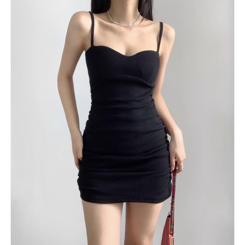 summer black suspender dress