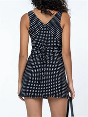 Aris V-Neck Polka-Dot Mini Dress