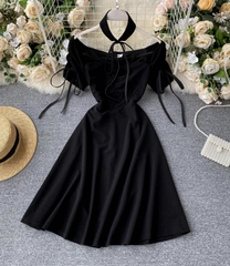 Black A line short dress fashion dress ,